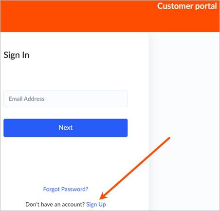 Sign in page showing Sign up button
