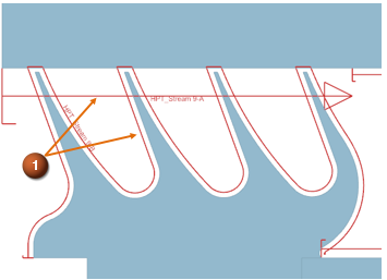 2D cross section of a labyrinth seal with a thermal stream.