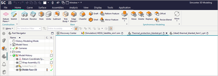 Simcenter 3D Modeling application showing the Part Navigator