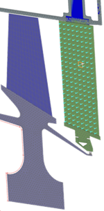 2D turbomachinery model displaying element-normal orientation.