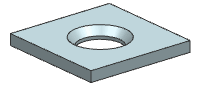 Thin plate with a single centered beveled edge orifice.